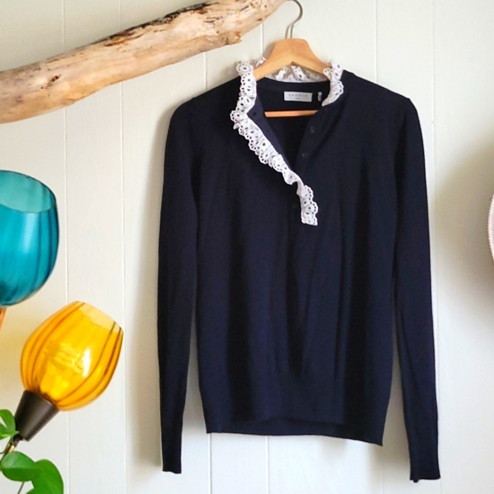 Sandro Paris fine knit Merino wool sweater